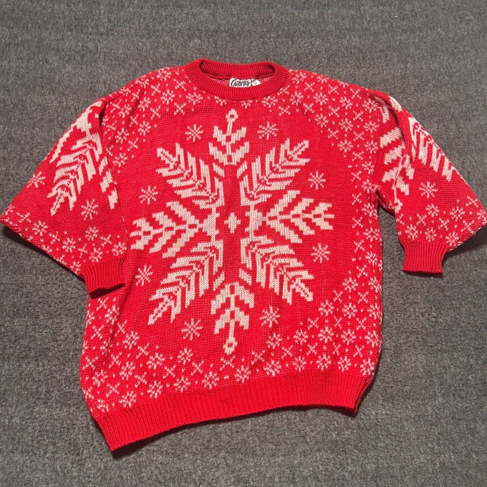 Vintage Ugly Christmas Sweater Medium Made In Italy‎ Ski Winter red Womens